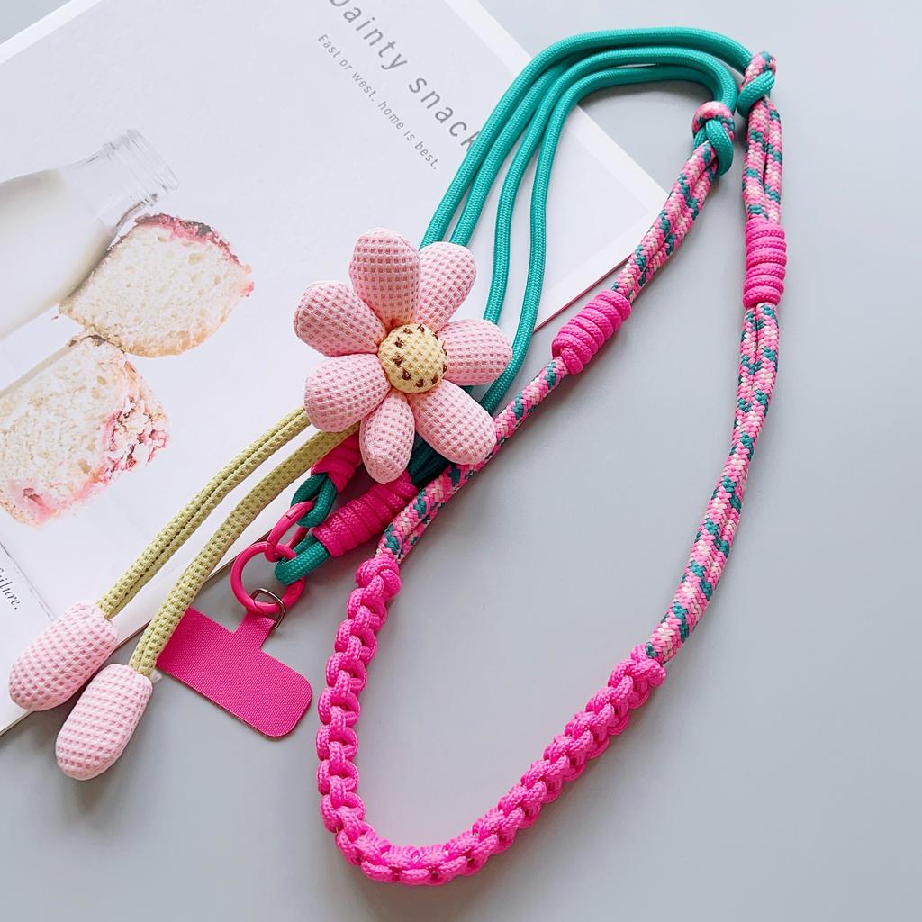 Reines Handgewebtes Universelles Handy-Lanyard, Langes Crossbody-Lanyard, Modischer Sonnenblumen-Anhänger, Verdicktes Lanyard
