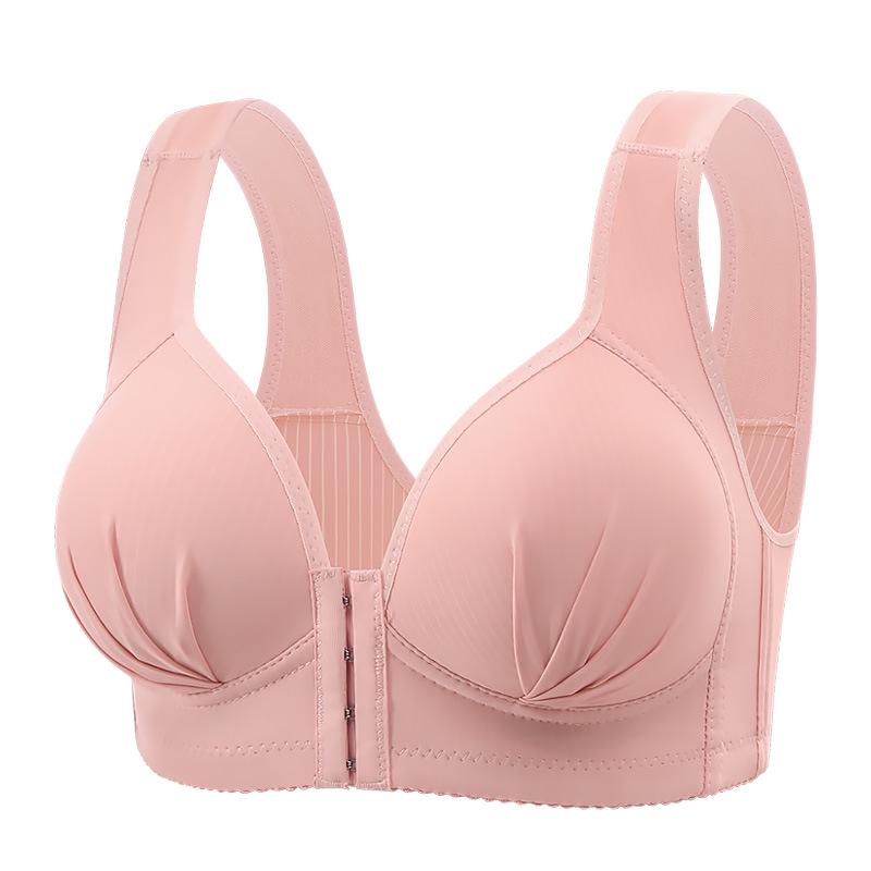 Plus Size Wire-Free Front Closure Supportive Bra for Middle-aged & Elderly