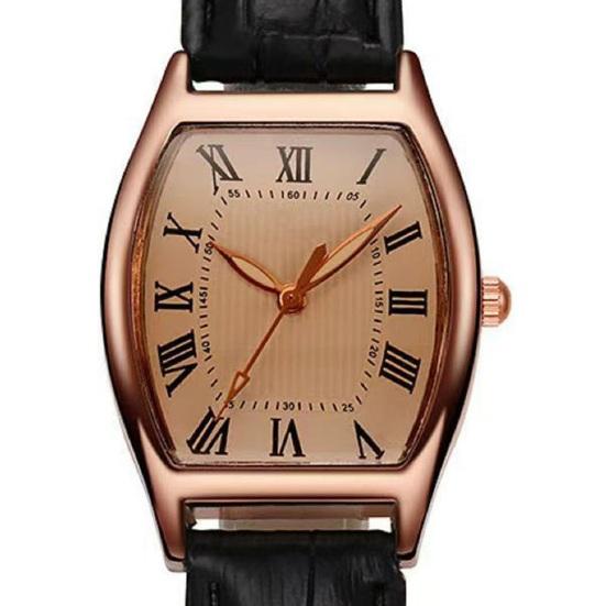 Ladies Watch with Soft Leather Strap Retro Barrel Shape Dial Watch Simple Elegant Vintage Style Watch for Women Daily Office Party Wear