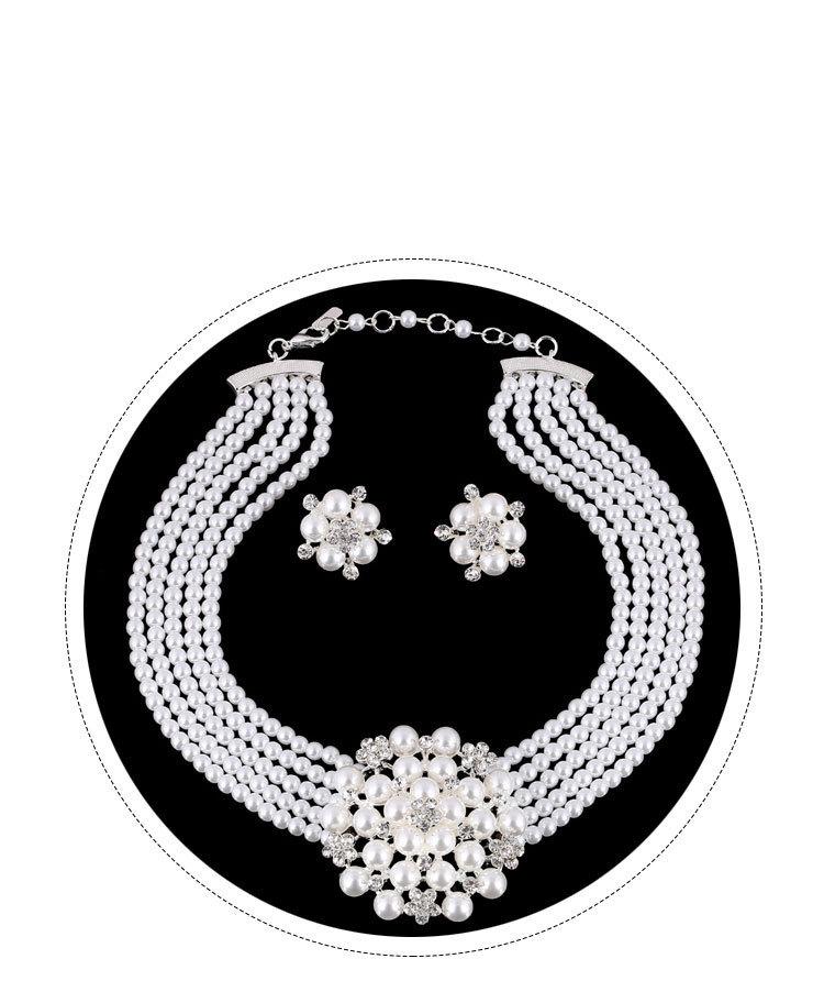 Chic Pearl Necklace With Geometric Shape And Multilayer Beads For Wear Female