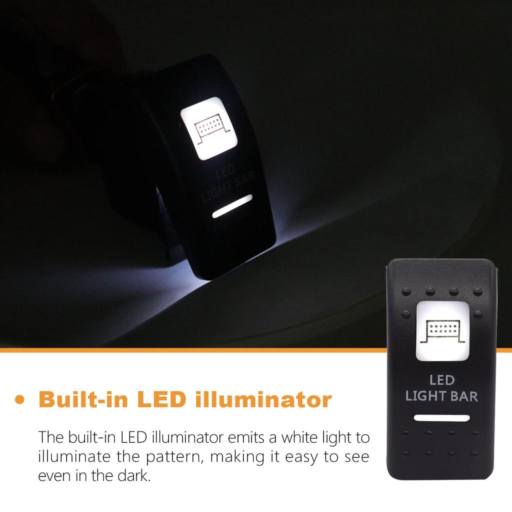 mankk LED Light Bar Rocker Switch 3 Pin On/Off 20A/12V 10A/24V ATV UTV Light Bar Toggle Switch Laser Waterproof White Light with Connector Wire Set
