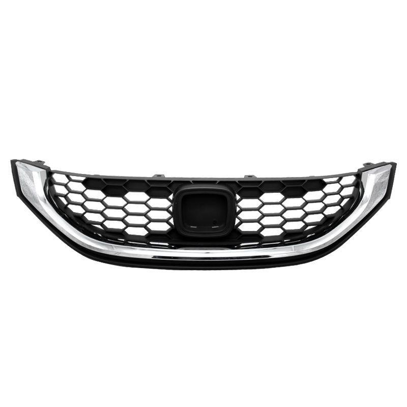 Compatible with 2014-2015 Honda Civic 9th Gen Front Grille Assembly, Honeycomb Intake Grille. Grille + Original Badge