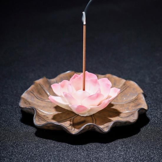 Ceramic Household Antique Lotus Aroma Incense Burner Plate Incense Holder Aromatherapy Furance Buddha Chan
