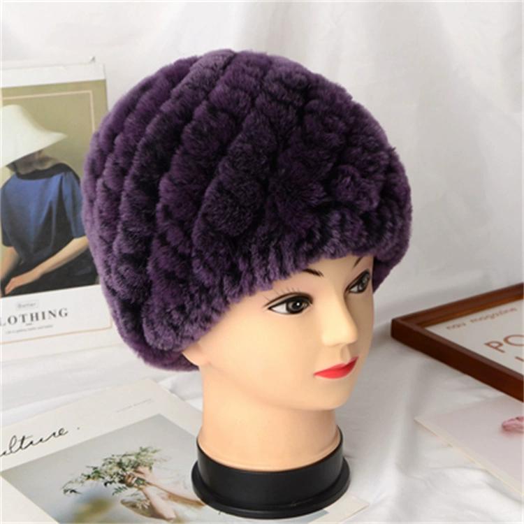 

Шапка из меха кролика Рекс, осенне-зимняя, утолщенная, ветрозащитная, теплая, женская, меховая, для матерей среднего и пожилого возраста, защита ушей, шапка-ананас Fidelity OneSize(55-60cm)