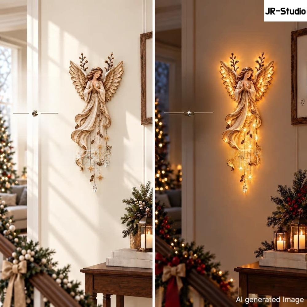 Light Up Angel Wall Lamp, Luminous Wing Resin Wall Decor, Christmas Star Scene Ornament, Festive Atmosphere Home Decoration Gift