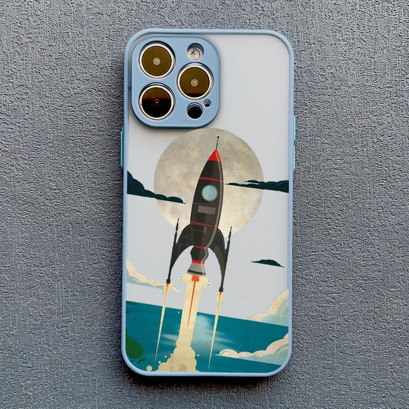 Cute Spaceman Cartoon Spacecraft Phone Case For iPhone 13 11 Pro Max Mini 15 14 12 Pro Max XS XR XS Shockproof Back Cover Bumper