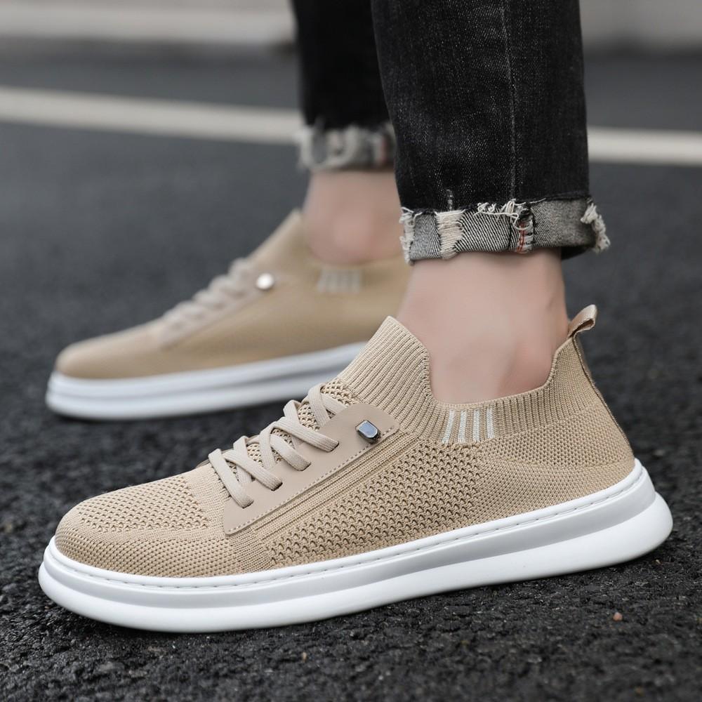 Trend men's shoes fly-woven mesh fashion board shoes summer low-top versatile lightweight breathable men's shoes one-pedal single shoes