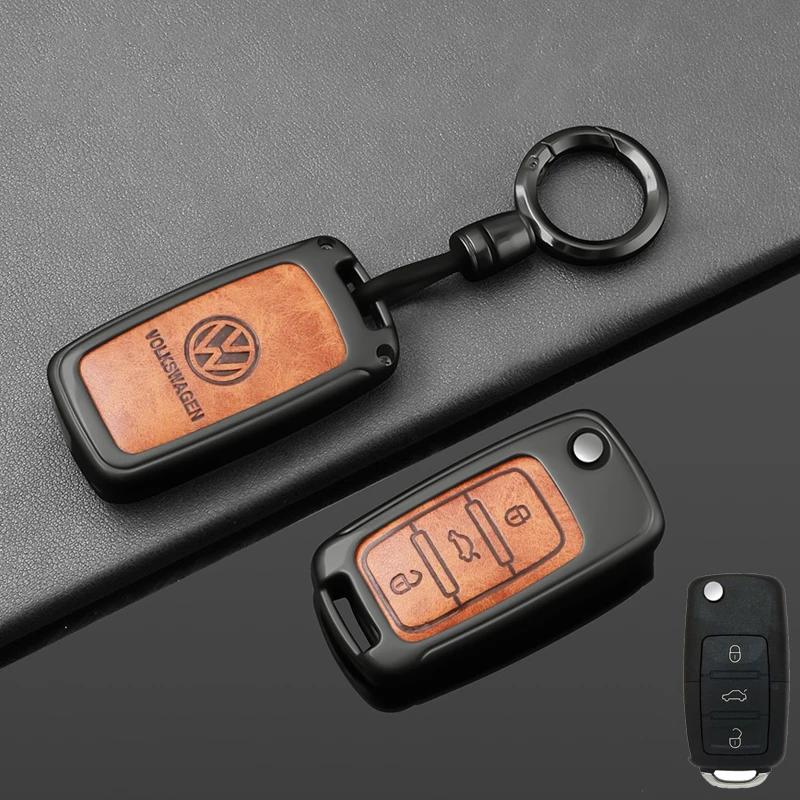 

2025 Hot Zinc Alloy Leather Car Styling Key Case Cover For Volkswagen VW Polo Tiguan Golf Jetta Beetle Eos Scirocco Up Transport
