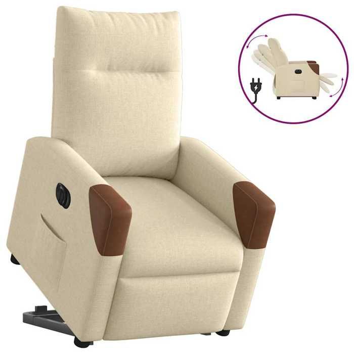 VidaXL Fauteuil inclinable électrique crème tissu 3324026