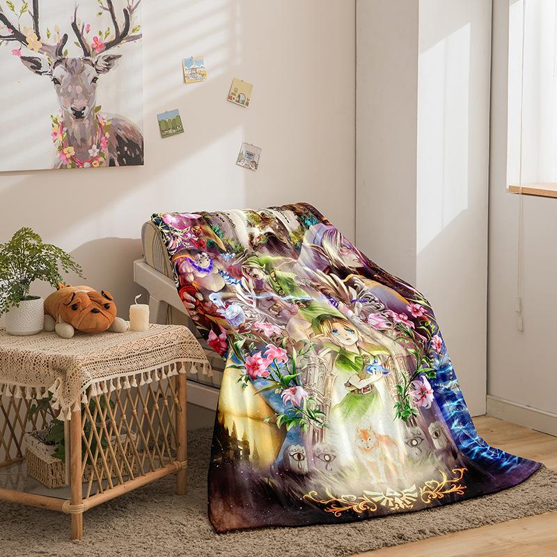 Kreskówkowy dwustronny flanelowy koc 3D z cyfrowym nadrukiem Koc