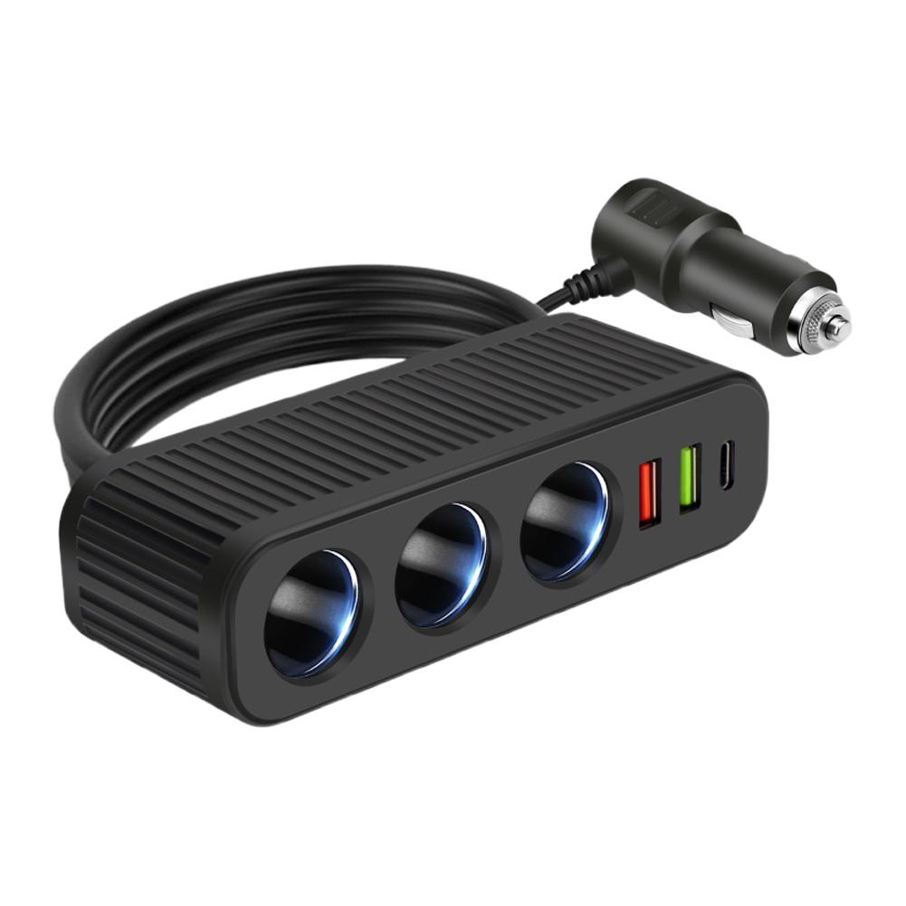 

12 В/24 В автомобильный прикуриватель 120 Вт автомобильное зарядное устройство PD QC USB быстрая зарядка адаптер питания зарядное устройство 4-гнездо 3.1A многофункциональное зарядное устройство чёрный