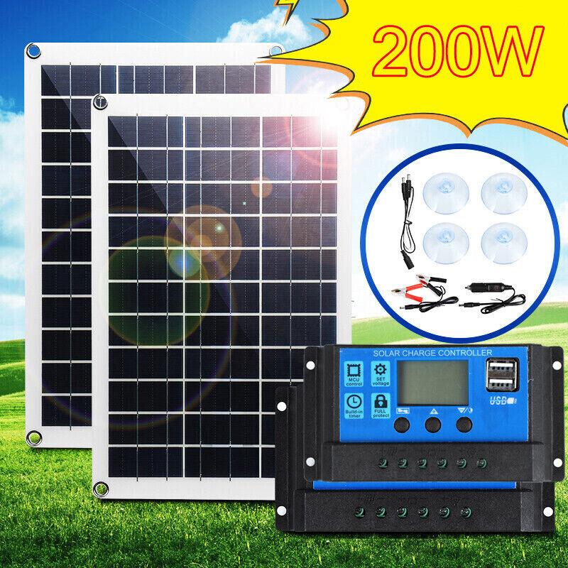 1/2/3pcs Solar Panel Kit 100A 12V Battery Charger Flexible Solar Panels Battery with Controller for Caravan Boat Charging