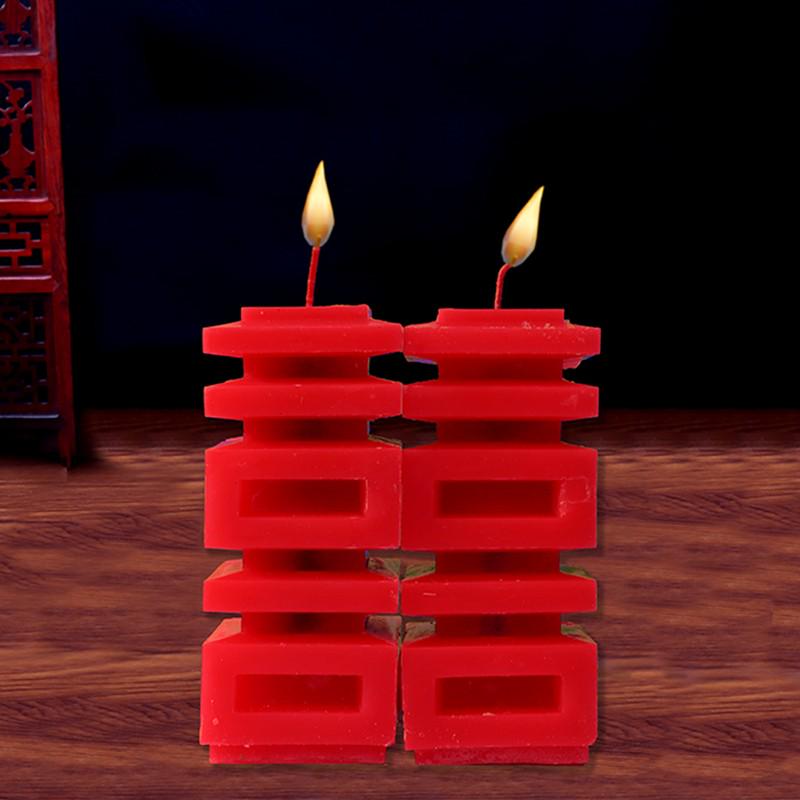 Double Happiness Wedding Candles: Smokeless Red Dragon and Phoenix Pair for Bridal Chamber