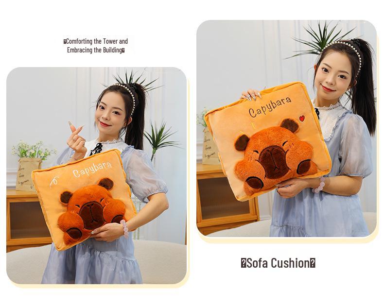 3D Pop-up Capybara Blanket & Pillow: Multi-functional Plush Sofa Throw for Office or Home