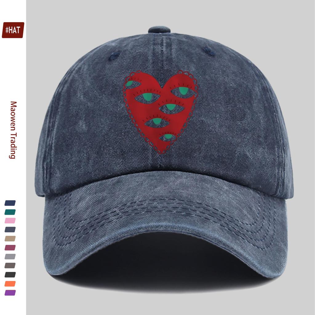 Pc Unique HeartShaped Printed Baseball Cap with Eye Pattern Stylish Sun Hat Comfortable and Lightweight Trucker Sun Hat Adj