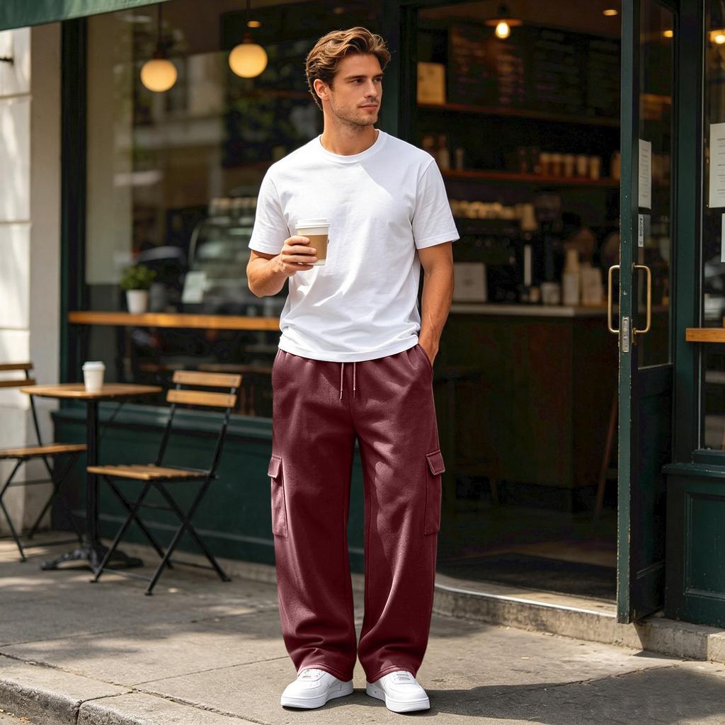 Pantalon de jogging cargo pour homme avec 4 poches, Coupe ample pour un usage quotidien décontracté