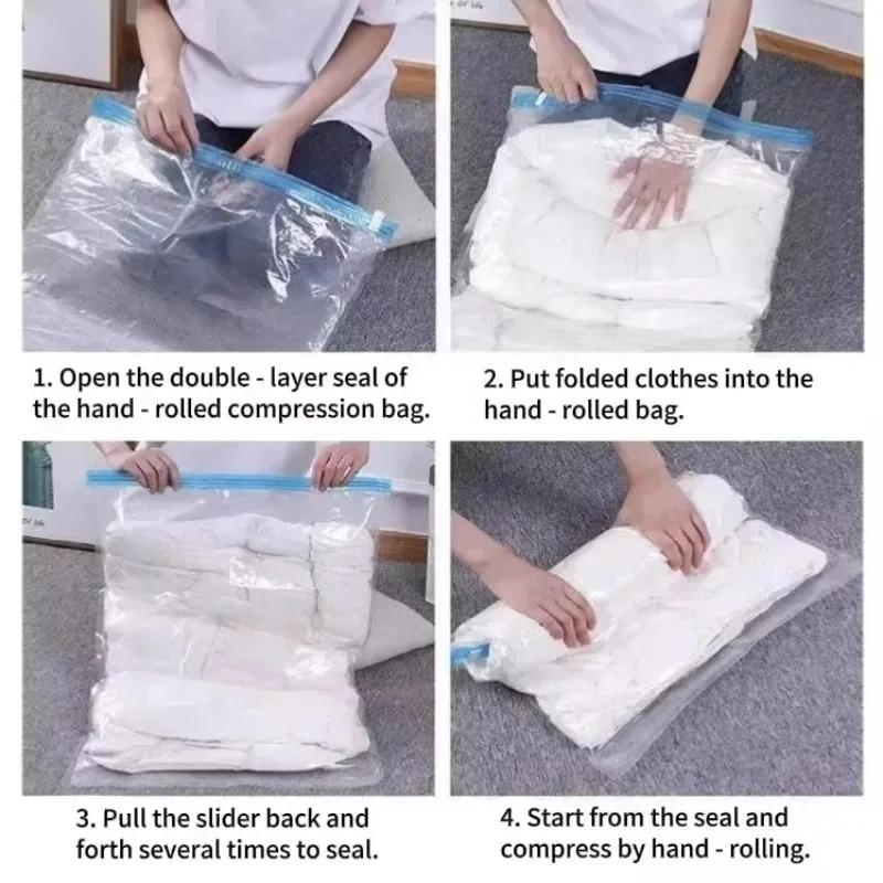 Reise Aufrollbare Kompressionsbeutel, Wiederverwendbare Vakuumaufbewahrungs-Organizer-Tasche, Platz sparen, Aufrollbare Kompression, für Rucksackgepäck