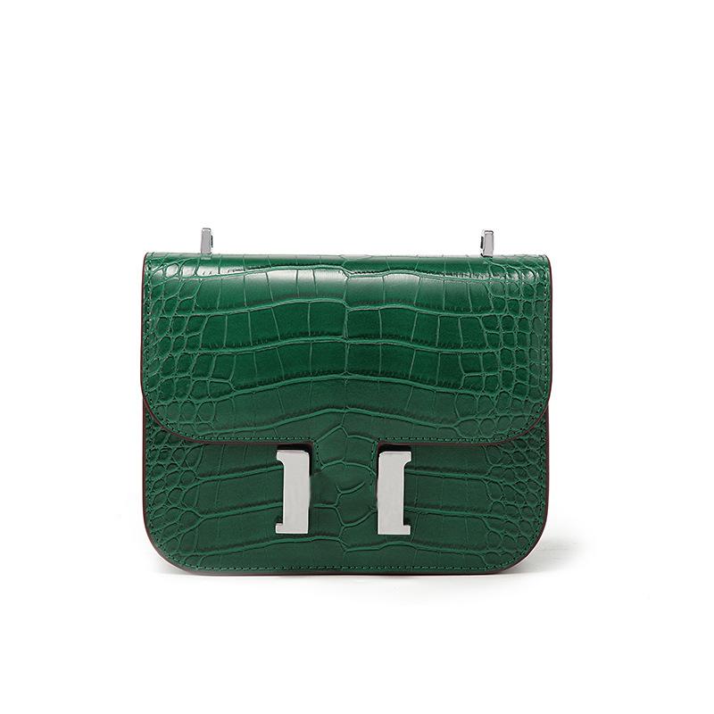 

Сумка Kangkang с H-образной пряжкой, с крокодиловым узором, сумка стюардессы, женская новая высококлассная наплечная сумка-мессенджер, сумка-коробка, сумка-тофу, фабрика 23-17-7cm