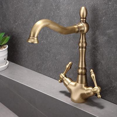 Tuqiu Antique Bathroom Faucet Brass Bathroom Basin Faucet Cold Hot Water Mixer Lavotory Faucet Sink Tap Deck Mounted Tap