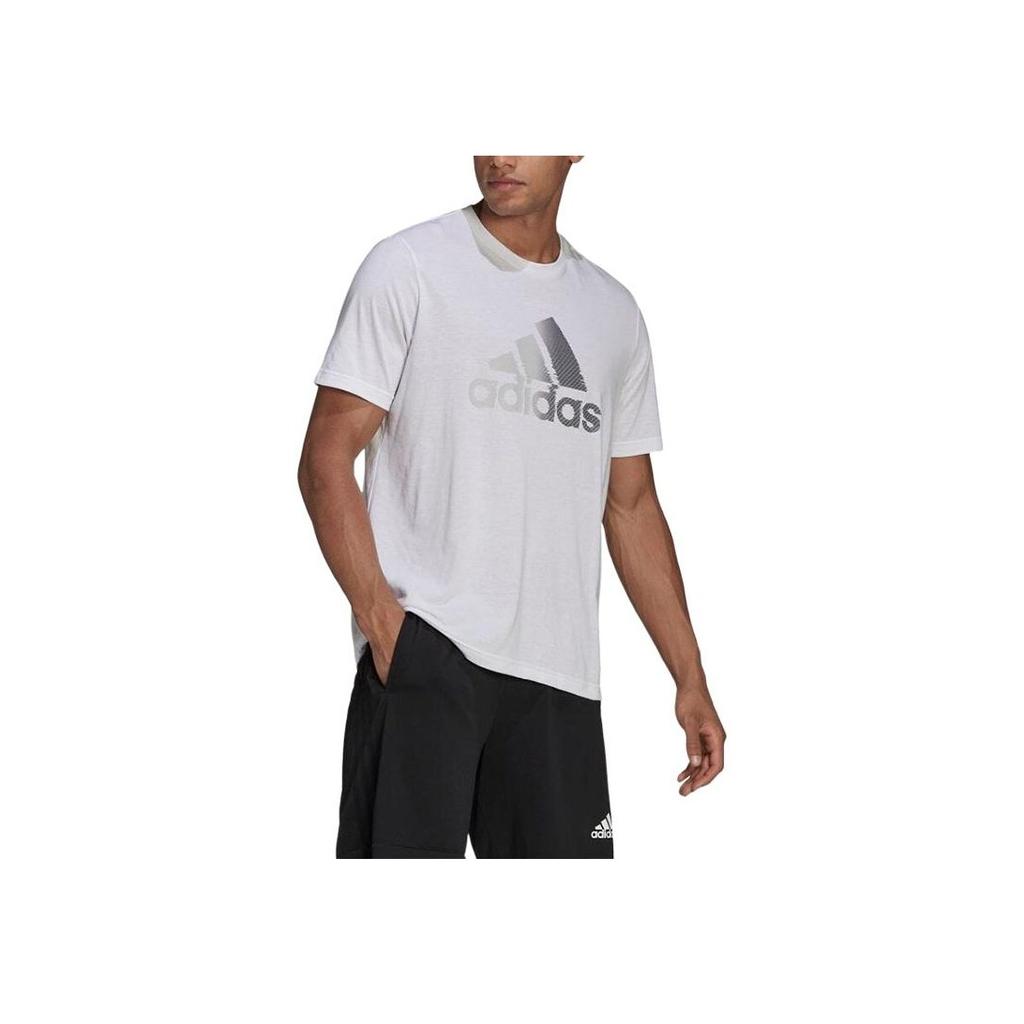 Adidas Logo Print Crew Neck Short Sleeve T-Shirt Men Tops White HF7210