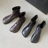Fashion Women Leather Ankle Boots Flats Square Toe Designer Shoes Trend New Snow Boots Walking Goth Chelsea Boots Zip Female Zapatos