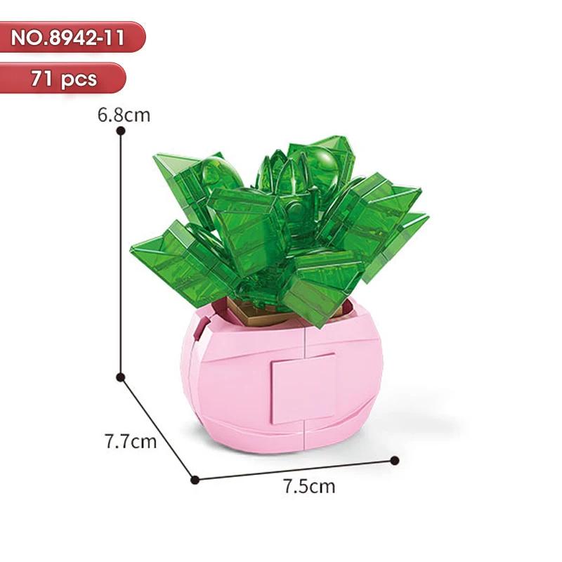 New Flowers Succulents Building Blocks Everlasting Bonsai Tree Gardens Romantic Girls Bricks Potted Plants Hot Model Kids Toys