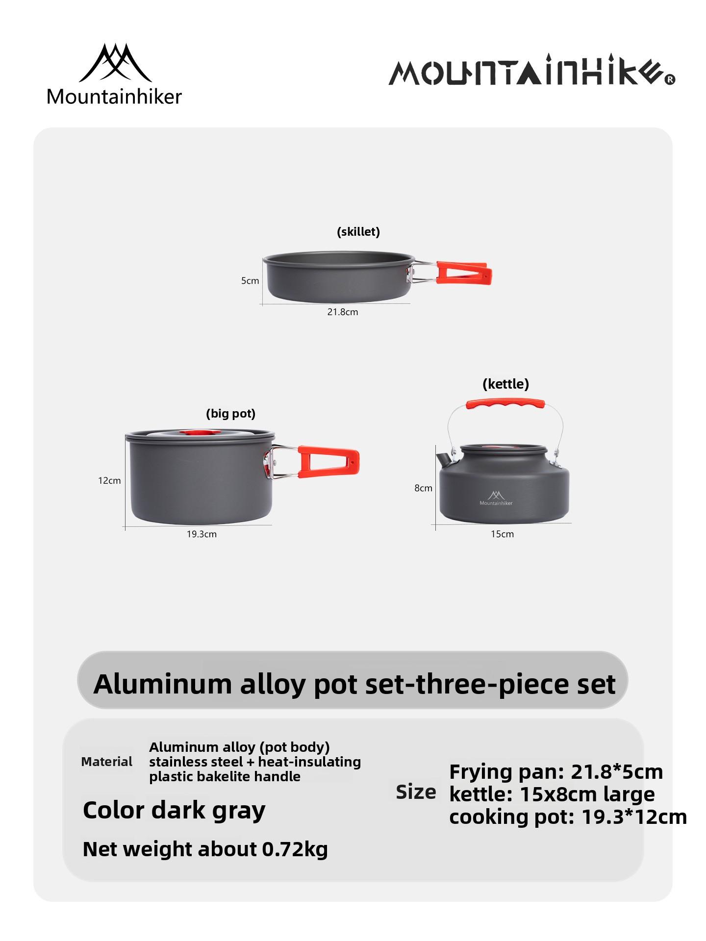 MOUNTAINHIKER Outdoor Camping Picnic Aluminum Alloy Cooking Pot Set Three Four-piece Five-piece Stew Frying Pan Kettle Combo