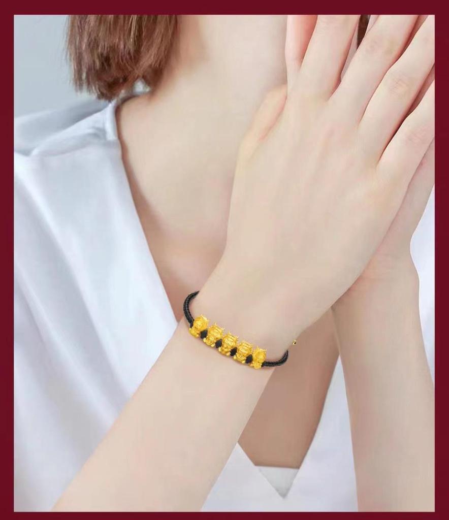 Gold-Plated Zodiac Dragon Red String Bracelet