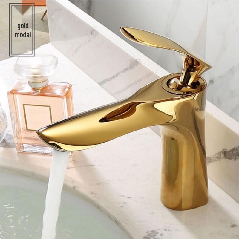 TLXT Gold Hoher Badezimmerwaschbeckenmischer Armatur