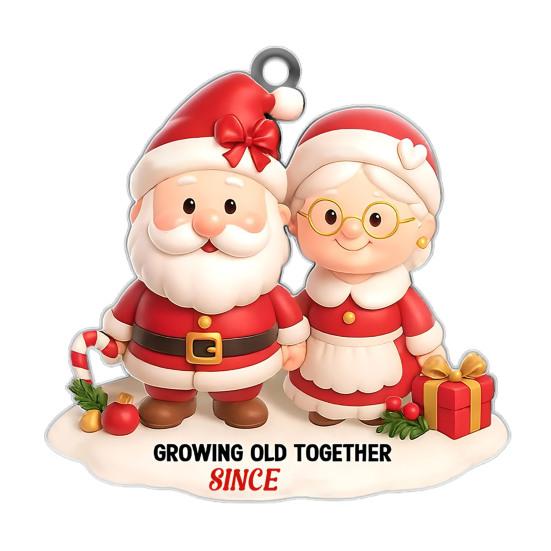 Yousheng Xmas Tree Hanging Pendant Growing Old Together Since 2025 Personalized Acrylic Christmas Ornament Santa Couple Decoration