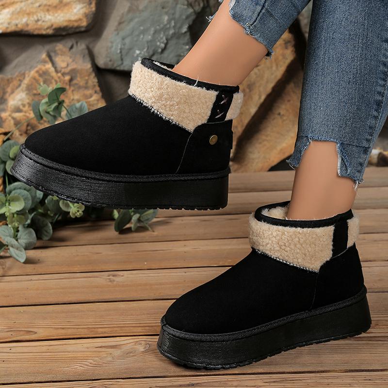 Women's Winter Plush Warm Snow Boots Outdoor Thick Sole Non Slip Cotton Padded Shoes Woman Fashion Faux Fur Platform Ankle Boots