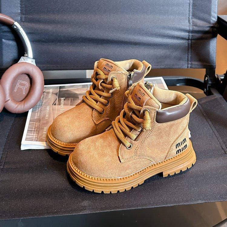 

Кожаные женские ботинки осень и зима новый колледж стиль большие желтые ботинки мальчики мода ботинки Мартин детские нескользящие короткие ботинки 37 yards inner length 23.4cm