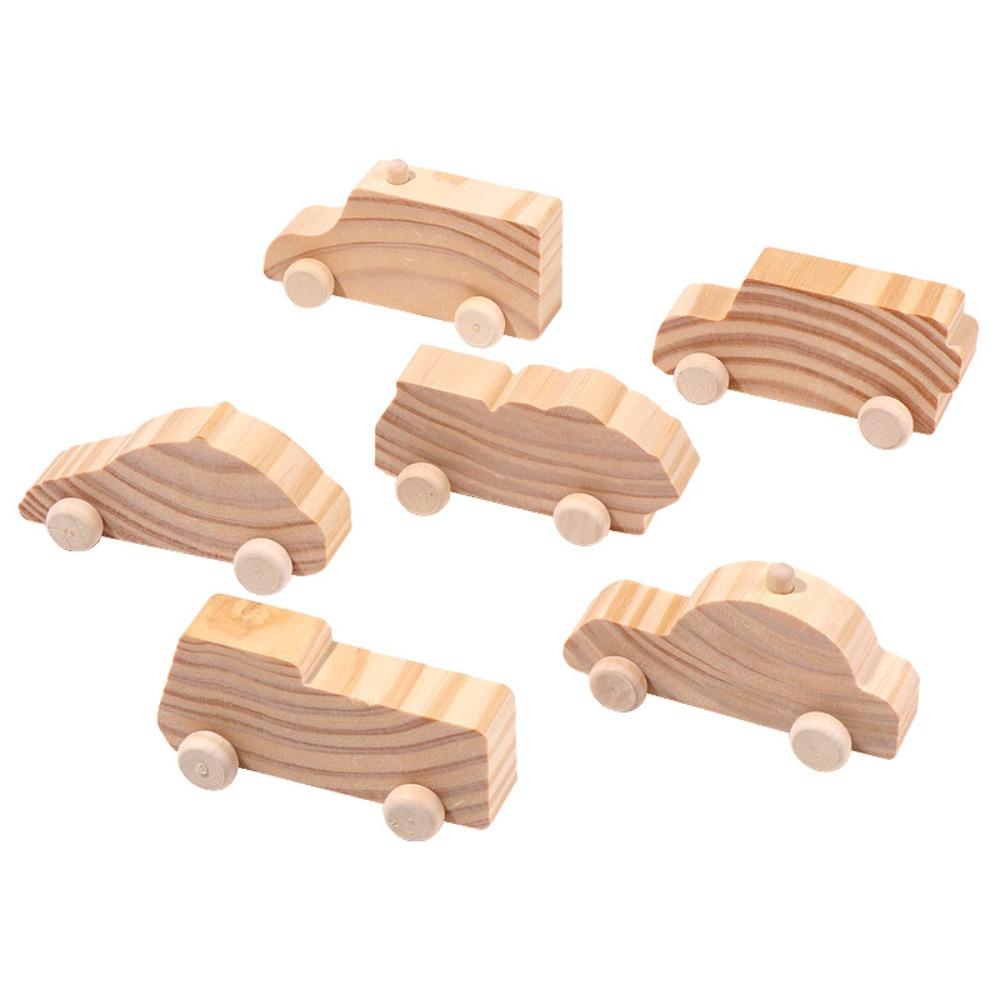 6PCS/SET Hand-crafted Graffiti Car Painting Surface Wooden Toys  Classroom Activities