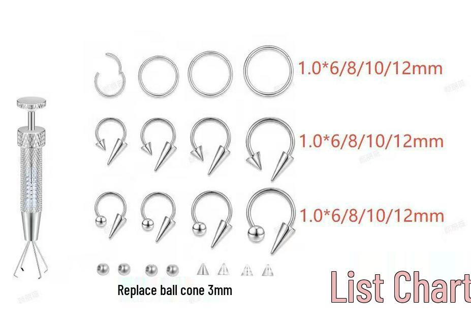 Versatile Piercing Jewelry Set: Nose Rings, Lip Studs, Tongue Rings