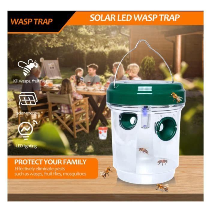 Drosophila Falle Fliegen Wespen und Mückenfalle Solar LED Fliegenfallen Außen Wespen für Bienen Gelbjacken 2er-Pack (Grün)