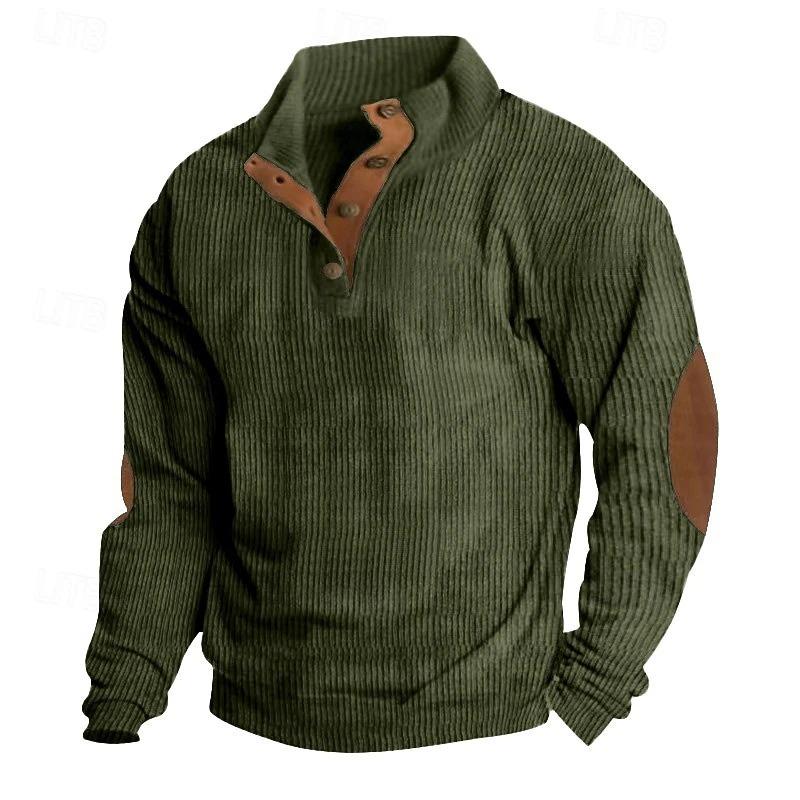 Men's Pullover for Autumn and Winter, Suede Lapel Striped Sweatshirt, Casual Striped Knitted Shirt for Young People