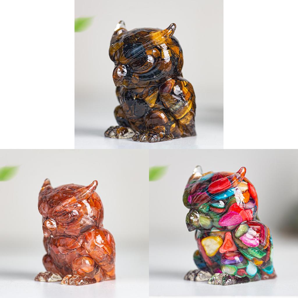 Resin Crystal Owl Figurine Home Decor Gift For Animal Lovers