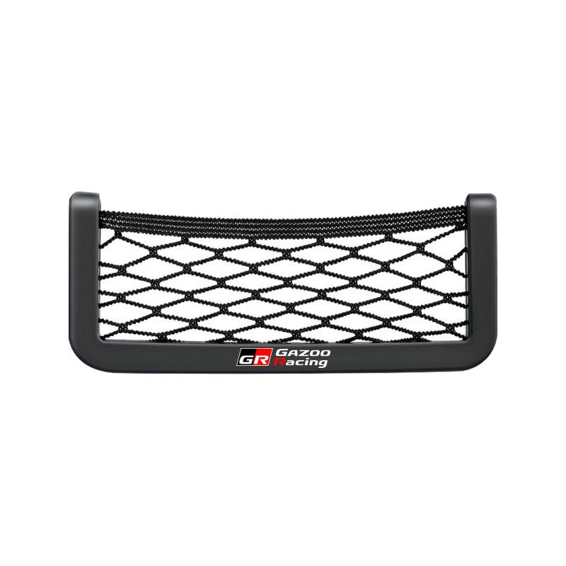 1Pcs Car Net Bag Phone Holder Storage Net Box Pocket Organizer for TRD Toyota GR Corolla Rav4 Auris Camry Yaris CHR Accessories
