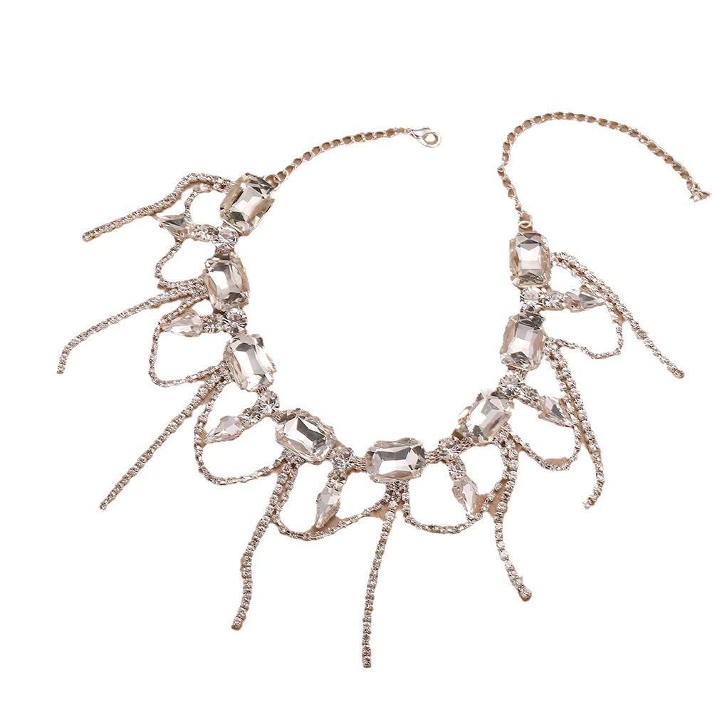 European Crystal Rhinestone Chain Necklace - Shiny and Fashionable Party Accessory for Women