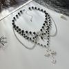 SHIXIN Gothic Multilayer Black Acrylic Bead Chain Choker Necklace for Women Retro Jesus Cross Pendant Necklace Halloween Jewelry