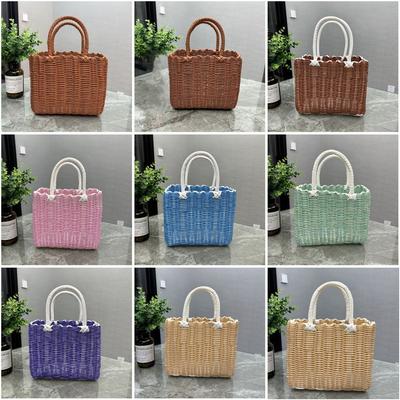 Plastic Storage Basket Square Woven Handbag Creative Hanging Baskets Fruit