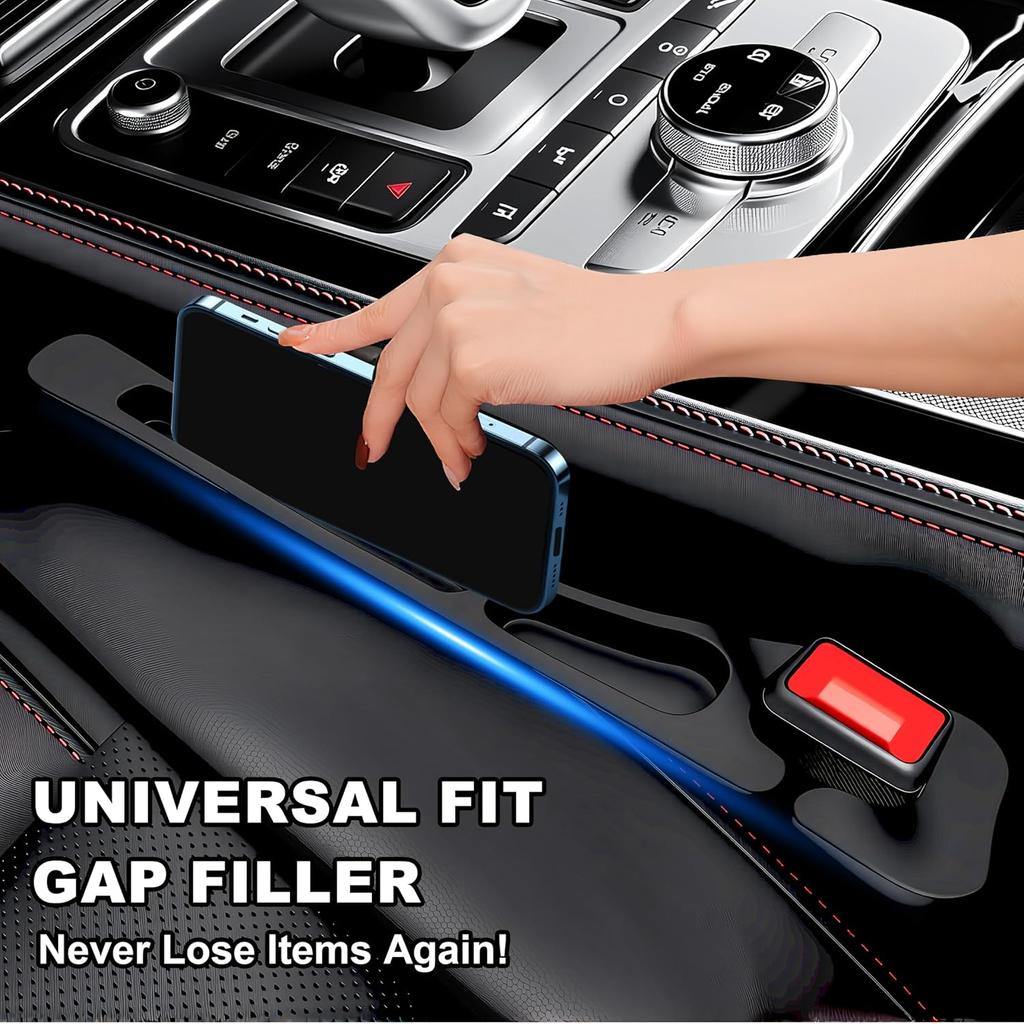 Car Seat Gap Filler 2 Pack,No Drop Seat Guard,Drop Seat Gap Fillers Between Seat and Console Stop Things from Dropping (Black)