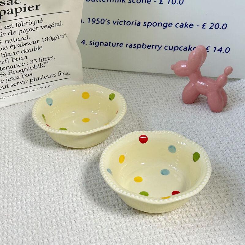 Cute Polka Dot Ceramic Breakfast Bowl