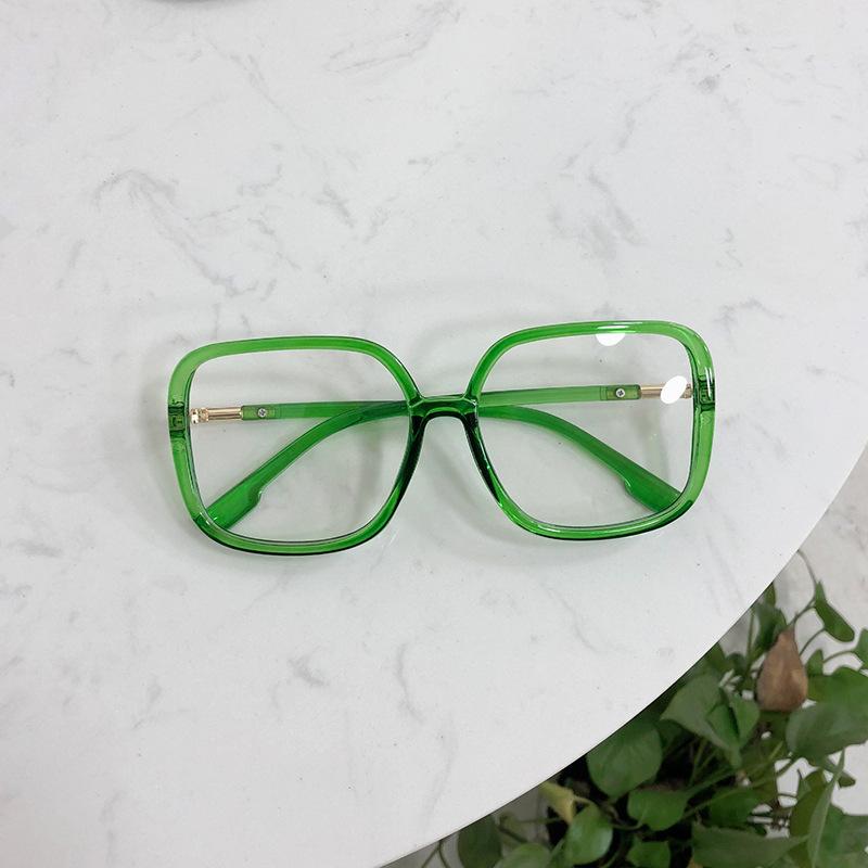 Women Transparent Oversized Square Glasses Frames Fashion Korea Plain Eyewear Zero Points Optical Spectacles