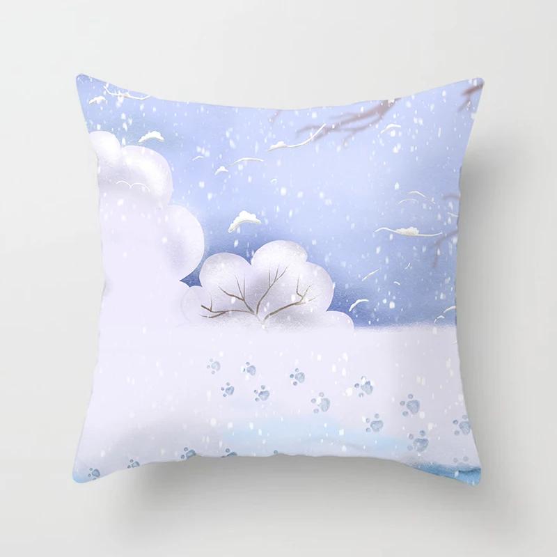 Home Decor Winter Scenes Pillow Covers for Cozy Decor Pattern Cushion Cover Suitable for Sofa Bedroom Car Pillow Cover
