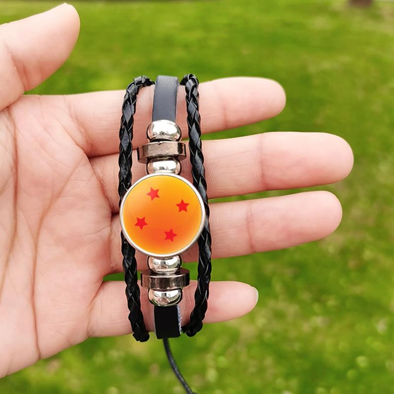 Seven Stars Bracelet for Men Poster Japan Anime Punk Fashion Glass Button Leather Bracelets Wristband Fans Collect