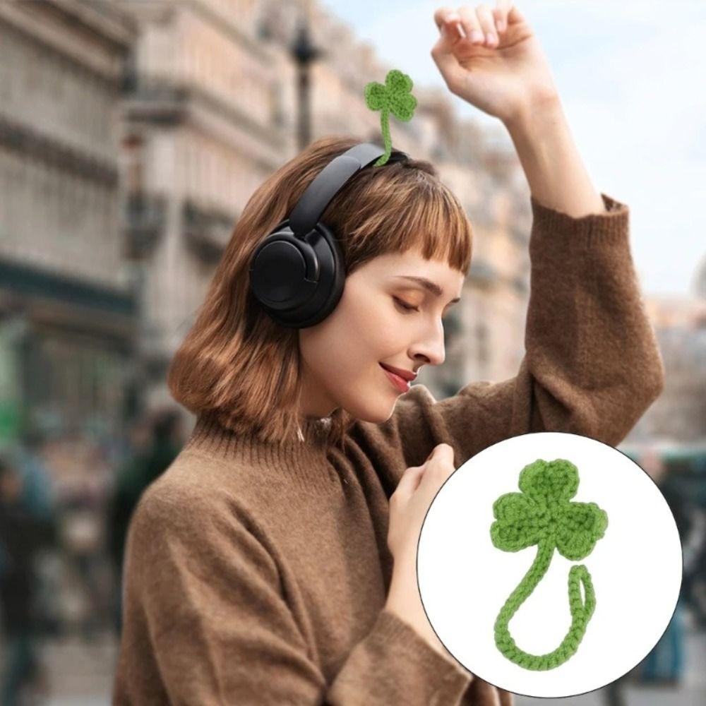 Knitted Green Leaf Bookmark Data Cable Strap Crochet Leaf Sprout Leaf Sprout Bookmark  DIY Craft