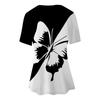 Women's Black and White Butterfly Print Fashion Short Sleeve Cropped Pants Suit