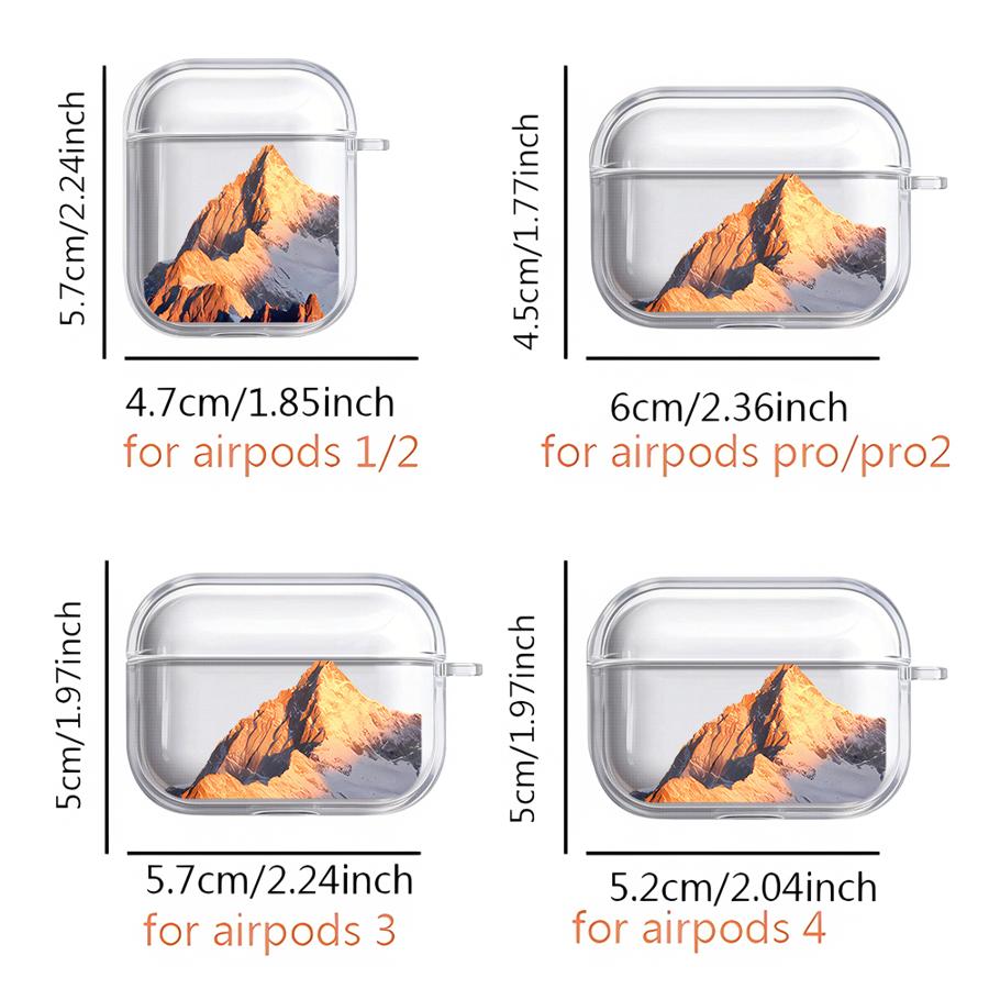 Case For Airpods Pro3 Pro2 1 4 2 Pro 3 Clear Earphone Cases Cover Snow Mountain Range