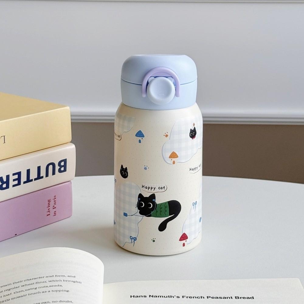 Stainless Steel Small Thermal Cup Cartoon Prints Bounce Water Bottle Students Pocket Flask